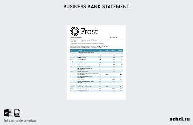 цифровая загрузка выписки по счету предприятия Frost Bankers Шаблон в формате Wo